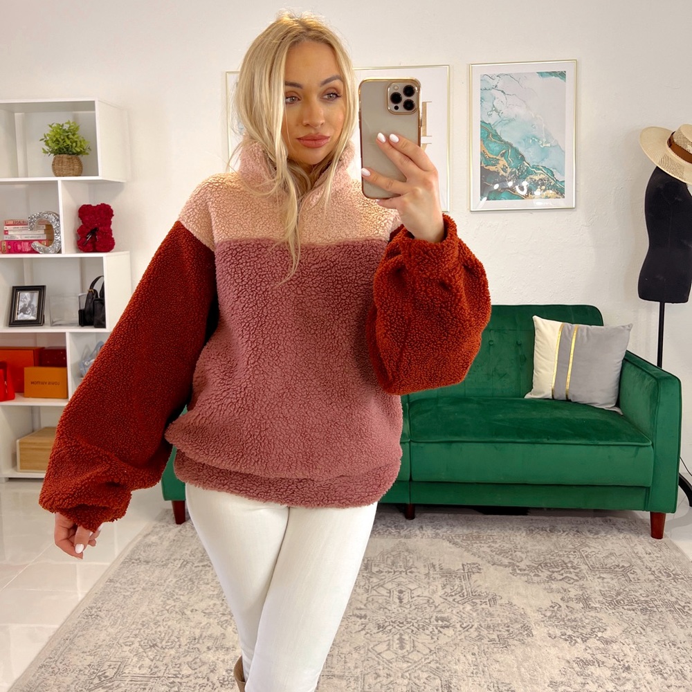 Universal Threads Colorblock Teddy Shacket - Picture 3 of 4